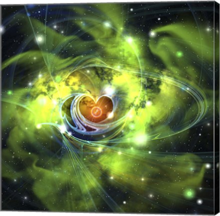 Framed unusual nebula in the cosmos has a heart at its center Print