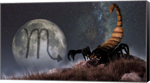 Framed Scorpio is the eighth astrological sign of the Zodiac Print