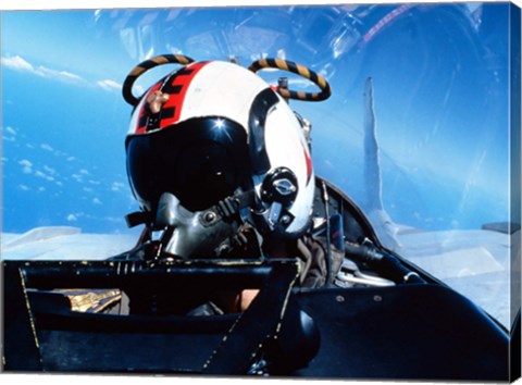 Framed pilot sitting in the back of a two-seater F-14 Tomcat Print