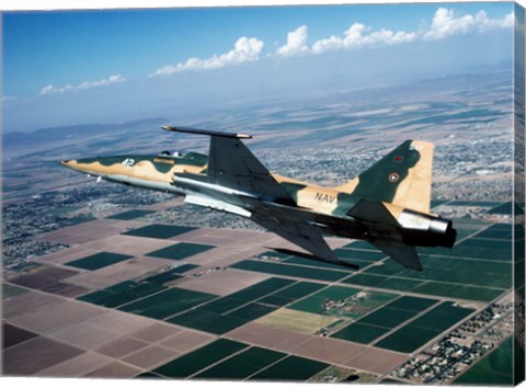 Framed F-5E Tiger II in flight over El Centro, California Print