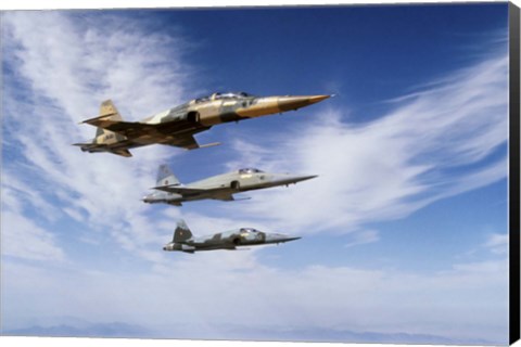 Framed F-5F Tiger II leads two F-5E&#39;s during a training flight Print