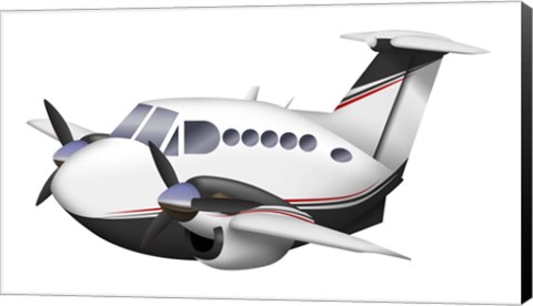 Framed Cartoon illustration of a Beechcraft King Air Print