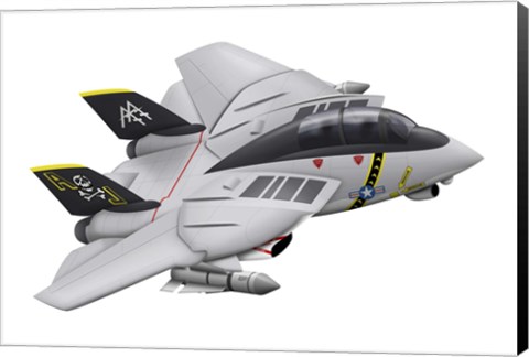 Framed Cartoon illustration of a F-14 Tomcat Print