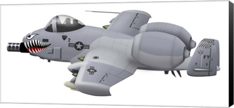 Framed Cartoon illustration of an A-10 Thunderbolt II Print