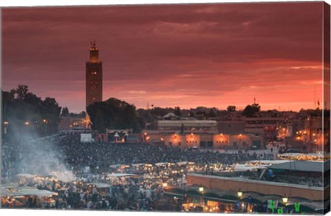 Framed Koutoubia Mosque, Djemma el-Fna Square, Marrakech, Morocco Print