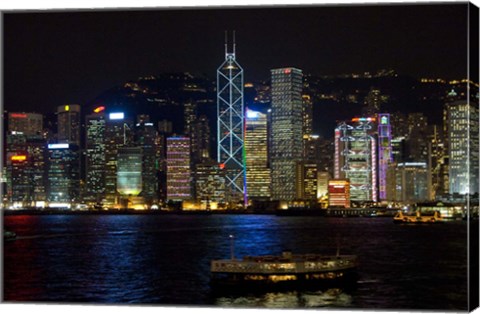 Framed Hong Kong, Victoria Harbor, city skyline Print