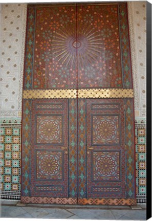 Framed Morocco, Casablanca. Royal Palace, Harem doors Print