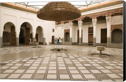 Framed Interior Courtyard, Musee de Marrakech, Marrakech, Morocco Print