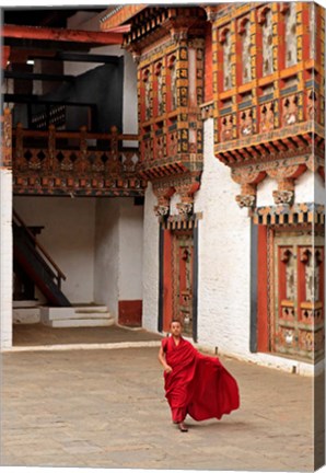 Framed Monk at Punakha Dzong, Punakha, Bhutan Print