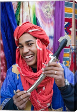 Framed Moroccan Souvenir Seller, Ait Benhaddou, South of the High Atlas, Morocco Print
