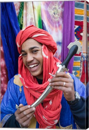 Framed Moroccan Souvenir Seller, Ait Benhaddou, South of the High Atlas, Morocco Print