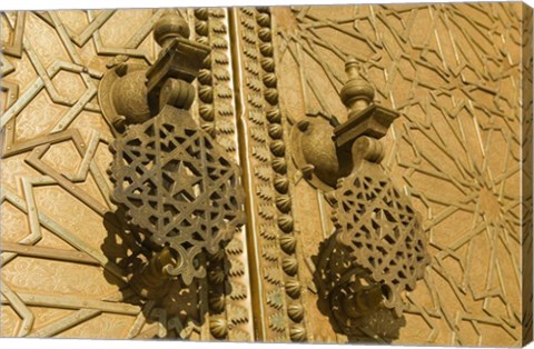 Framed MOROCCO, Fes, Jdid, Royal Palace, moorish door detail Print