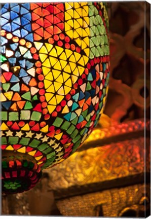 Framed Lamp in antique shop, Marrakech, Morocco Print