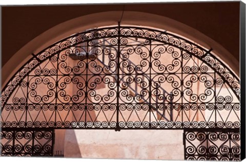 Framed Moorish architecture, iron gate Rabat medina, Morocco Print