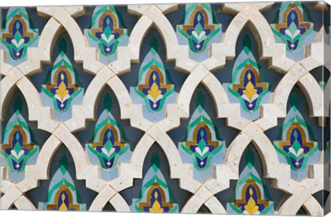 Framed MOROCCO, Hassan II Mosque, Islamic Tile Detail Print