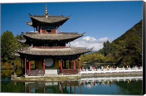 Framed Marble Bridge to Pagoda, Yunnan, China Print