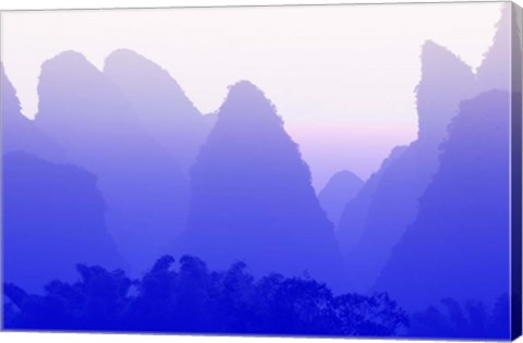 Framed Karst formations along the Yulong River, China Print