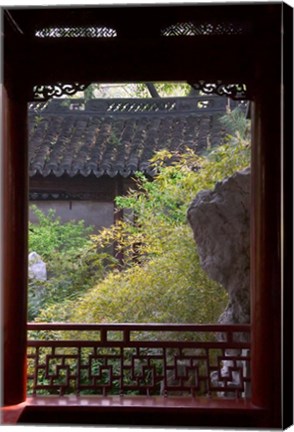 Framed Landscape in Traditional Chinese Garden, Shanghai, China Print