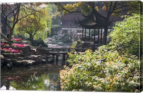 Framed Landscape of Traditional Chinese Garden, Shanghai, China Print