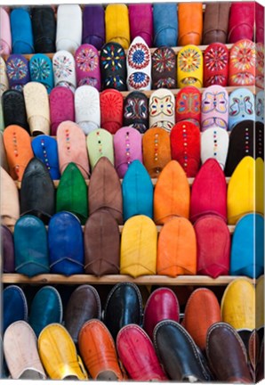 Framed Leather slippers, Medina Fes, Middle Atlas, Morocco Print