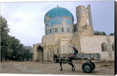 Framed Masjid Sabz, the Green  Mosque in Balkh, Afghanistan Print