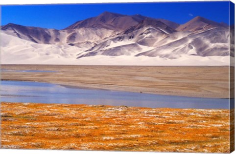 Framed Landscape of Mt Kunlun and Karakuli Lake, Silk Road, China Print