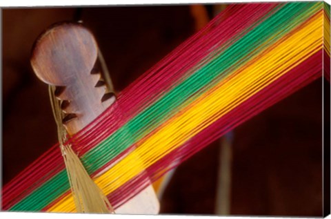 Framed Kente Cloth Being Woven on Loom, Bonwire, Ghana Print