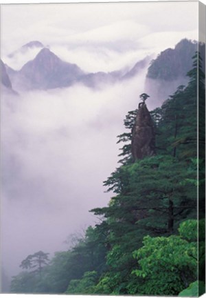 Framed Landscape of Mt Huangshan in Mist, China Print