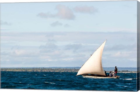 Framed Men sailing on the sea of Zanj, Ihla das Rolas, Mozambique Print