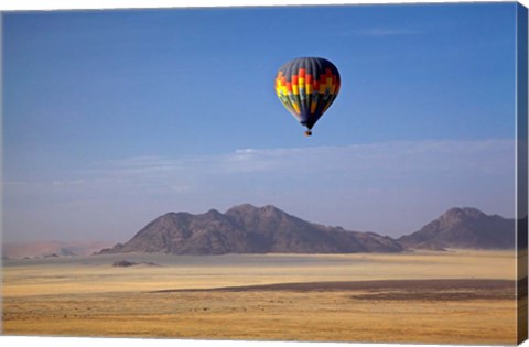 Framed Hot air balloon over Namib Desert, Africa Print