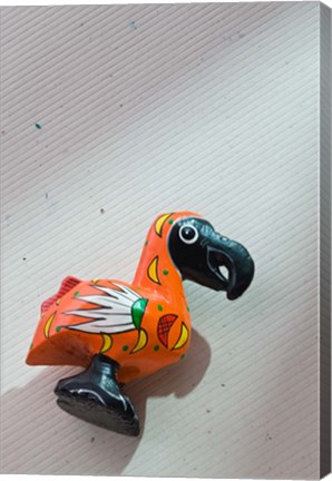 Framed Orange wooden Dodo bird toy, Mauritius Print