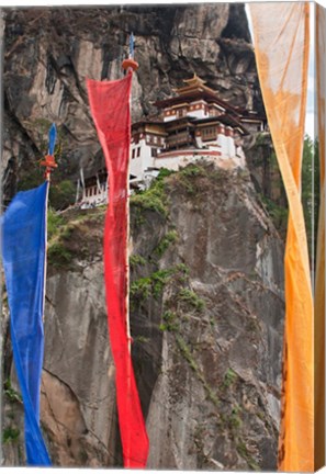 Framed Prayer Flags, Tiger&#39;s Nest, Bhutan Print