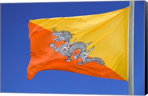 Framed National Flag, Bhutan Print