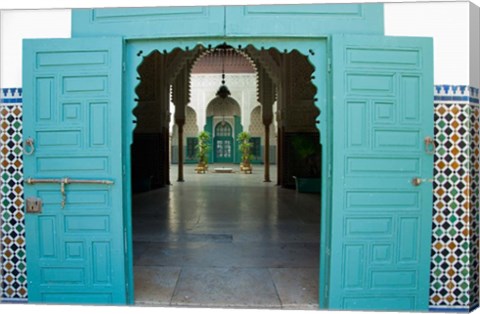 Framed Morocco, Islamic law courts, tile walls, door Print