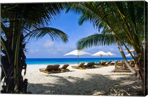 Framed Private beach, Anse Bambous Beach, Seychelles Print