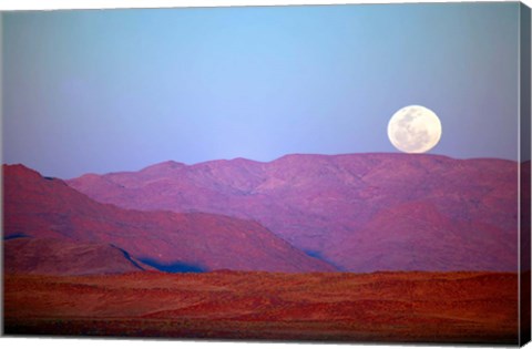 Framed Namibia, Sossusvlei, NamibRand Nature Reserve, Full moon Print