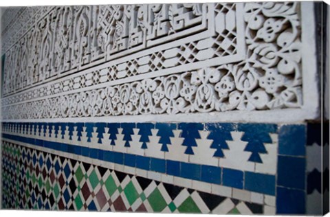 Framed Close up of design on Islamic law courts, Morocco Print