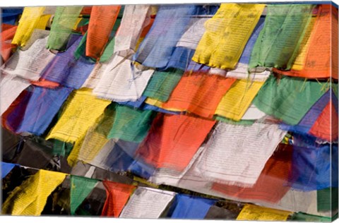 Framed Prayer Flags at Dochu La, Bhutan Print