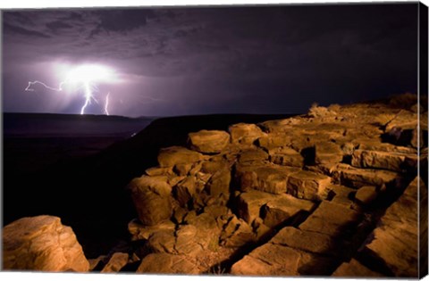 Framed Namibia, Fish River Canyon NP, Storm, Lightning strikes Print