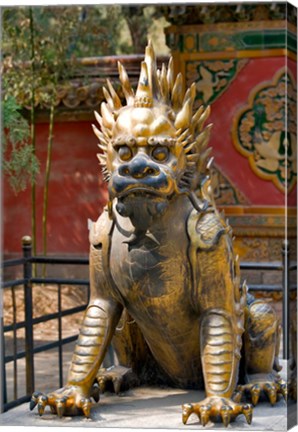 Framed Qing-era guardian lion, Forbidden City, Beijing, China Print