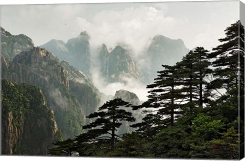 Framed Peaks and Valleys of Grand Canyon in the mist, Mt. Huang Shan, China Print