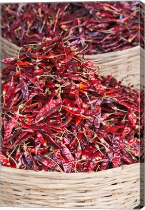 Framed Red peppers at local produce market, Bumthang, Bhutan Print