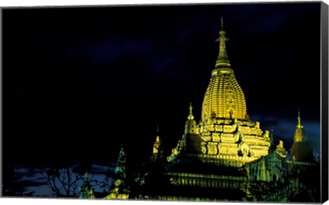 Framed Night View of Ananda Pahto, Myanmar Print