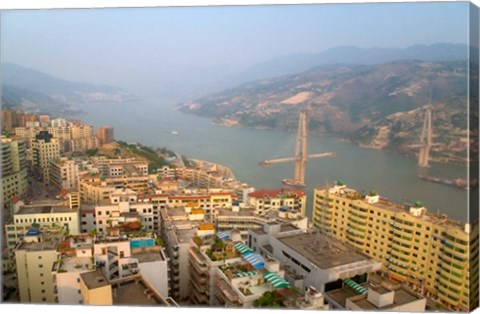 Framed Qutang Gorge From  Daixi Village, Three Gorges, Yangtze River, China Print