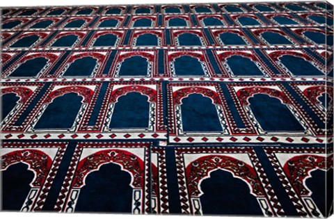 Framed Pattern of prayer rugs, Islamic mosque, Cairo, Egypt Print