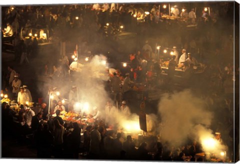 Framed Open Air Food Stands, Djema El Fna Square, Marrakech, Morocco Print