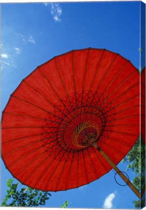 Framed Red Umbrella With Blue Sky, Myanmar Print