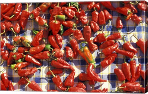 Framed Red Peppers Drying in the Sun, Tunisia Print