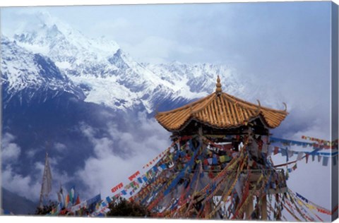 Framed Praying Flags and Pavilion, Deqin, Lijiang Area, Yunnan Province, China Print