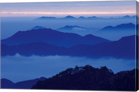 Framed Mt Huangshan (Yellow Mountain) in Mist, China Print